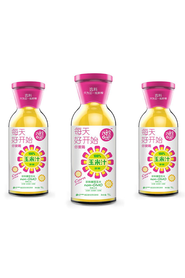 几粒鲜榨玉米汁包装设计